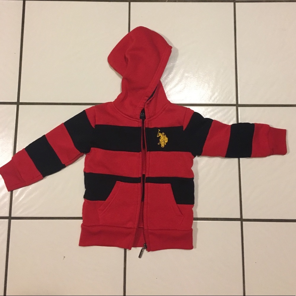 EUC Toddler Boys Polo 2T Hooded Sweatshirt ZIP